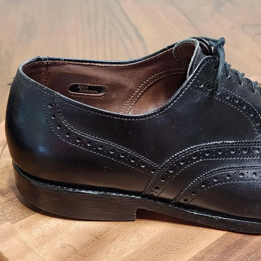 Allen Edmonds Chester Dress Shoes Mens Size 9.5 D Black Leather Wingtip Oxford